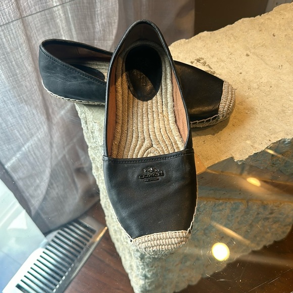 Coach Rhodelle Black Lambskin Espadrilles Women’s US Size 8 - Picture 1 of 6